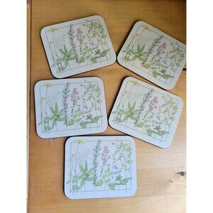 Wildflower Vintage Coasters, Cork Back, Floral Design 3.5x4" Set of 5